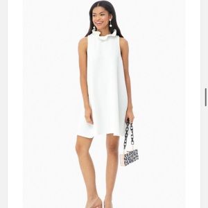 Do+Be Tuckernuck White High Neck Ruffle Bow Tie Dress